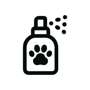 Simple Outline Pet Spray Bottle with Paw Print Icon Symbol