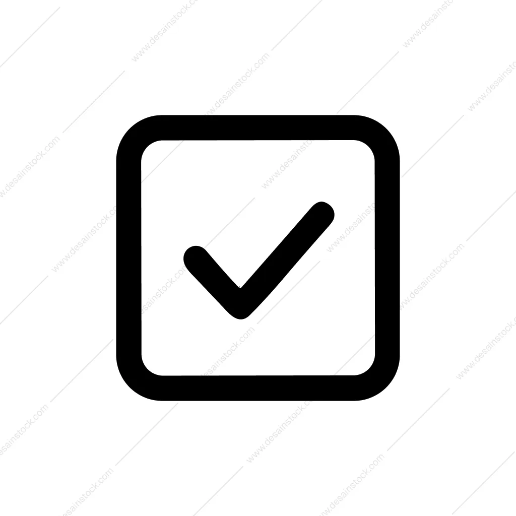 Simple Line Check Mark Inside Square Shape Icon