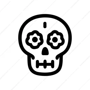Outline Elegant Sugar Skull Decorative Design Icon