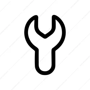 Simple Outline Spanner Wrench Tool Black and White Icon