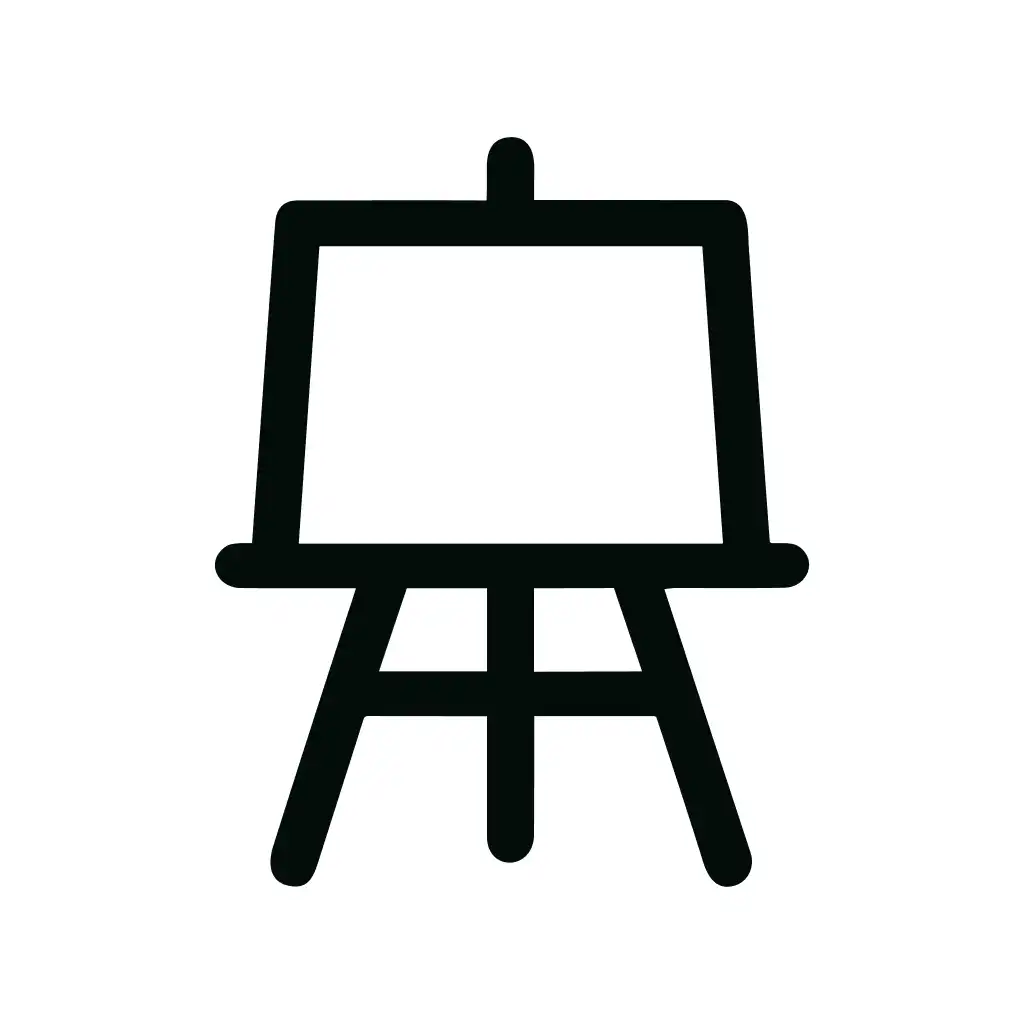 Simple Line Art Easel Presentation Stand Icon Symbol
