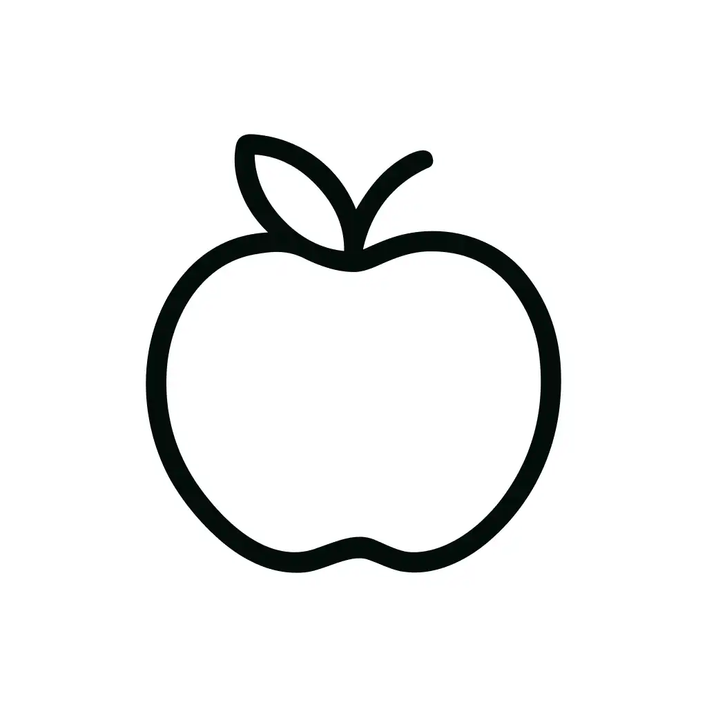 Minimalist Outline Apple Fruit Shape Isolated Symbol