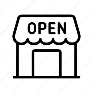 Simple Line Open Storefront Shop Sign Icon