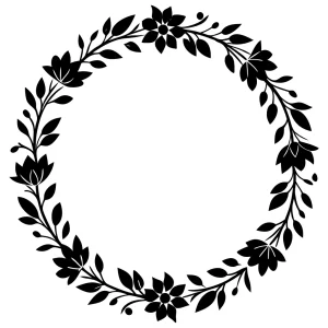 Elegant Silhouette Floral Wreath Circle Frame Decoration