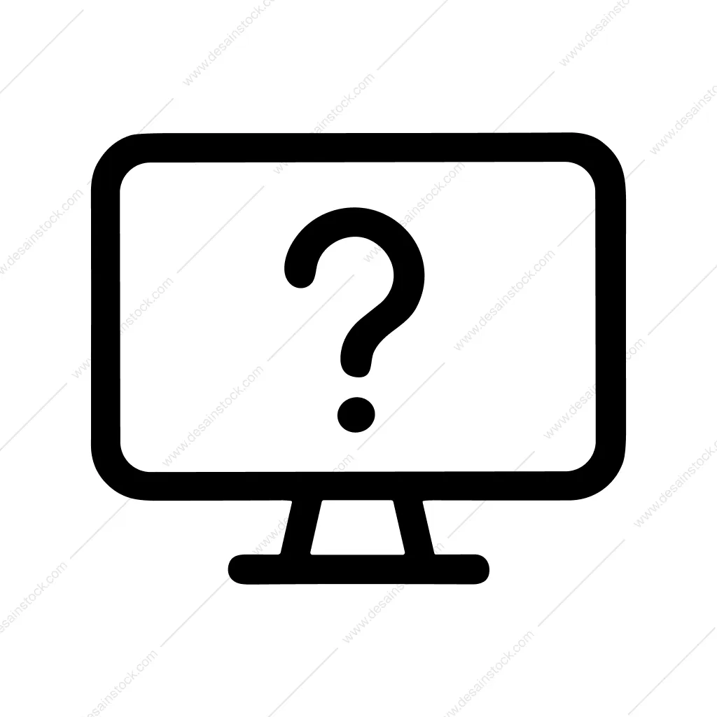 Simple Outline Question Mark on Monitor Screen Computer Icon