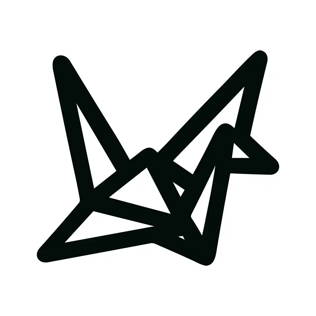 Minimalist Outline Origami Paper Bird Animal Illustration