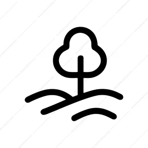 Minimalist Line Tree Landscape Simple Outline Icon