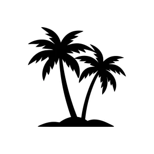Minimalist Silhouette Tropical Palm Tree Island Illustration