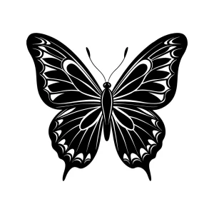 Detailed Decorative Butterfly Insect Wing Outline Art Design Illustration