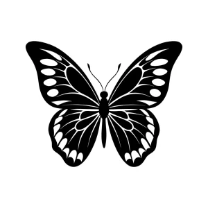 Elegant Black and White Butterfly Silhouette Isolated Decorative Insect Illustration