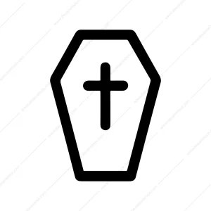 Outline Simple Lineart Coffin Cross Symbol Shape Icon