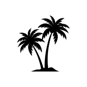 Simple Silhouette Double Palm Tree Tropical Vacation Design