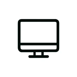 Minimalist Outline Monitor Display Device Screen Icon Black and White Style