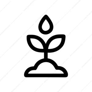 Minimalist Outline Sprout with Drop Icon Simple Style
