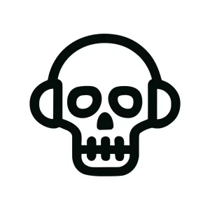 Simple Outline Graphic Skull with Headphone Music DJ Icon Illustration