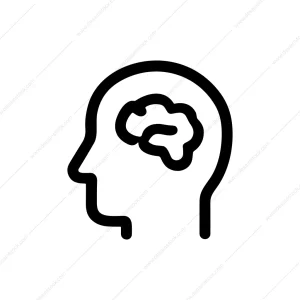 Simple Outline Human Head with Brain Silhouette Icon
