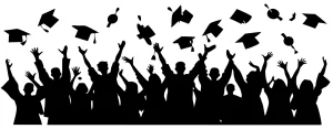 Silhouette Cheering Group Graduation Celebration Achievement Success