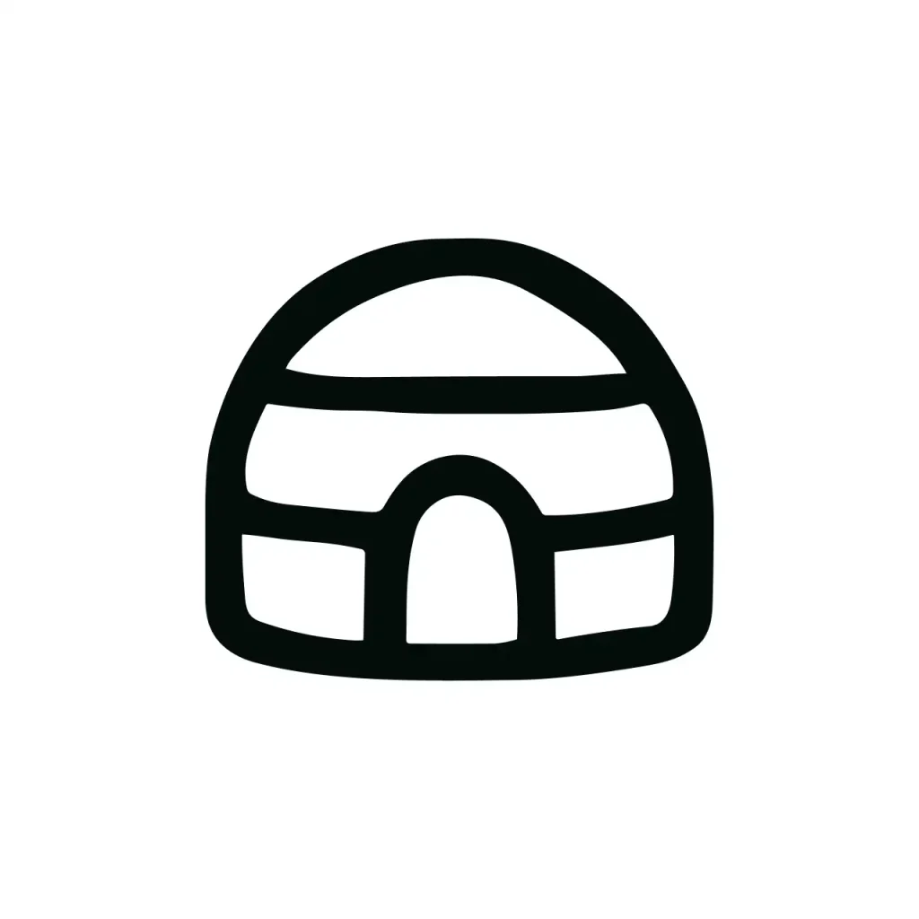 Simple Handdrawn Igloo Dome Ice House Outline Winter Dwelling Illustration