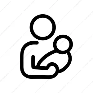 Minimalist Outline Mother Holding Baby Simple Icon