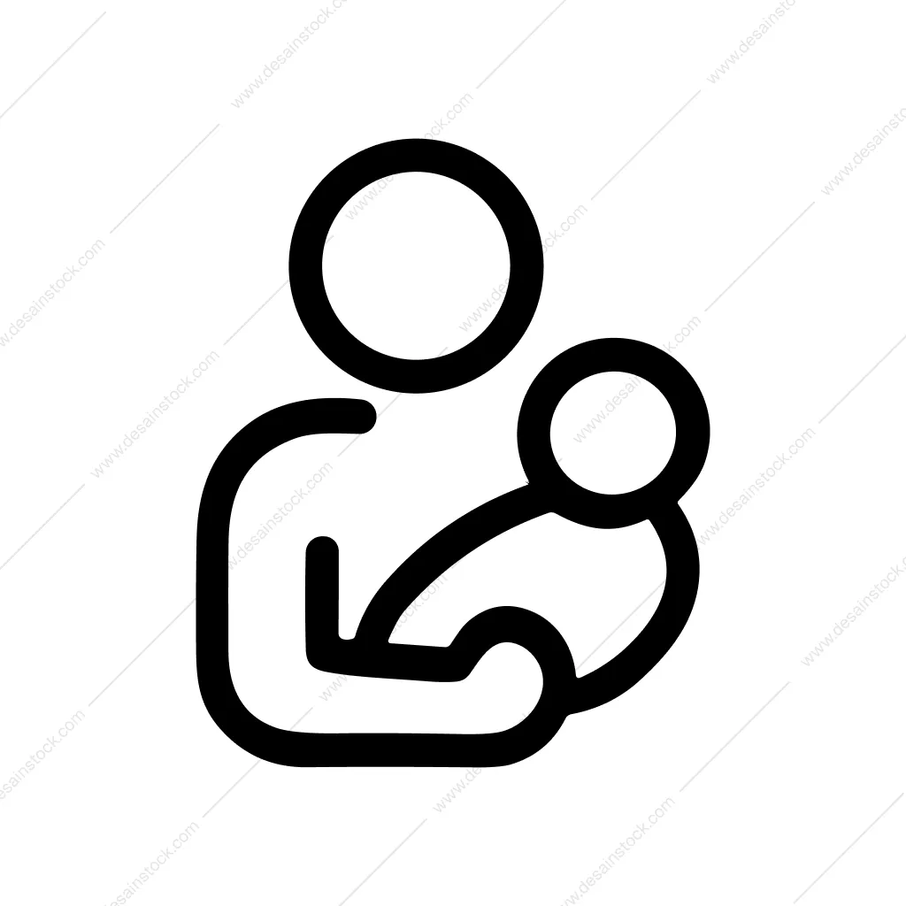 Minimalist Outline Mother Holding Baby Simple Icon