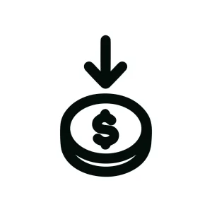 Simple Line Arrow Coin Dollar Currency Icon