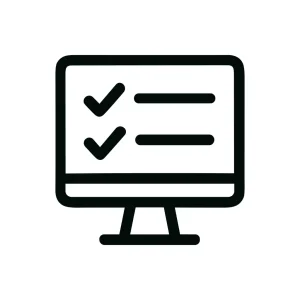 Simple Outline Monitor Checklist Complete Task Icon
