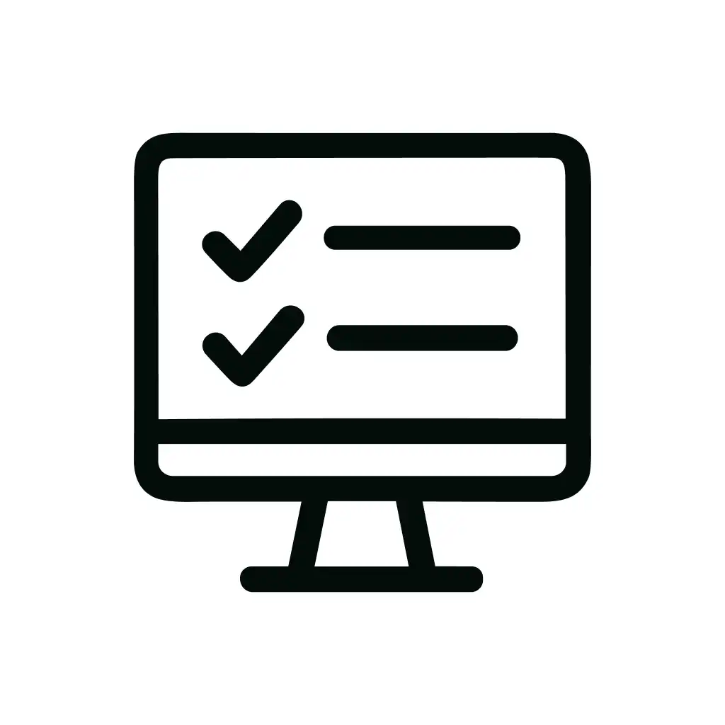 Simple Outline Monitor Checklist Complete Task Icon