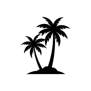 Simple Silhouette Two Palm Tree Exotic Landscape