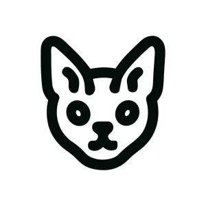 Bold Outline Simple Cute Cat Face Head Pet Icon Design