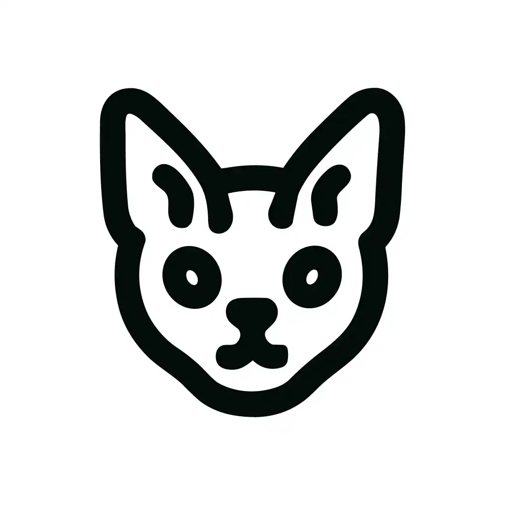 Bold Outline Simple Cute Cat Face Head Pet Icon Design