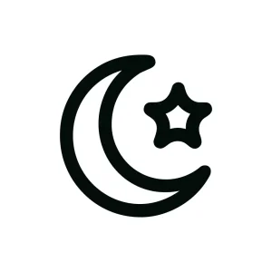 Outline Simple Crescent Star Shape Islamic Icon