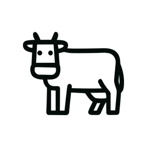 Minimalist Outline Farm Animal Cow Illustration Shape Line Art Icon