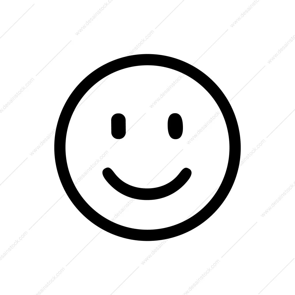 Simple Outline Happy Facial Expression Face Emoticon