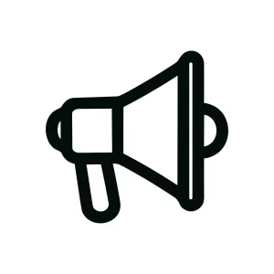 Minimalist Outline Bullhorn Announcement Icon Shape for Marketing and Promotion