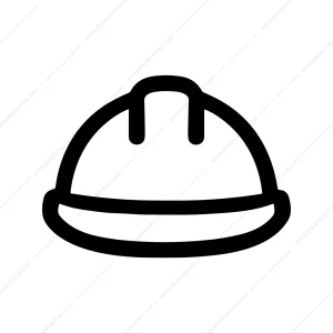 Minimalist Outline Hard Hat Symbol Element Graphic