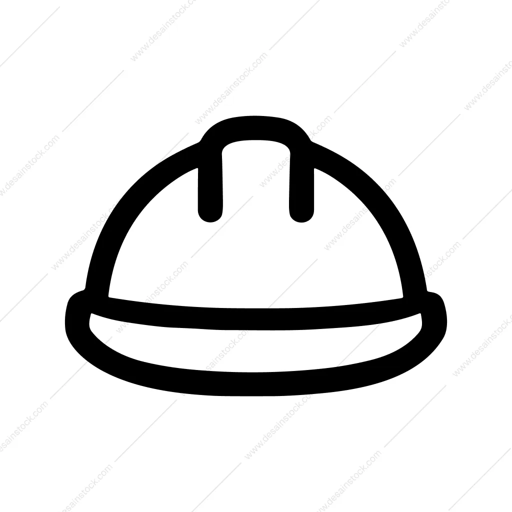 Minimalist Outline Hard Hat Symbol Element Graphic