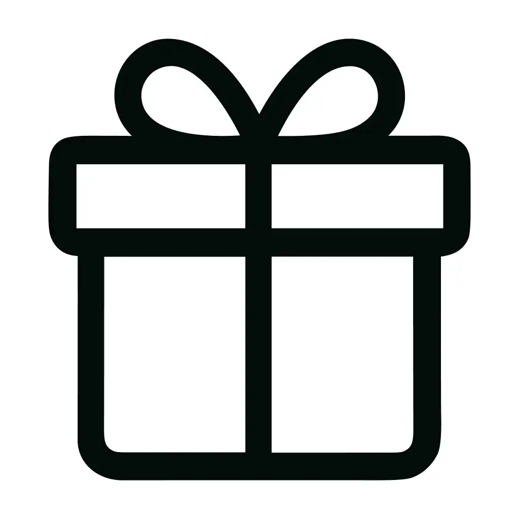 Simple Outline Gift Box with Ribbon Icon Present Illustration