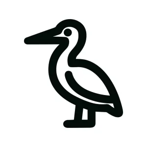 Minimalist Outline Pelican Profile Bird Icon Silhouette