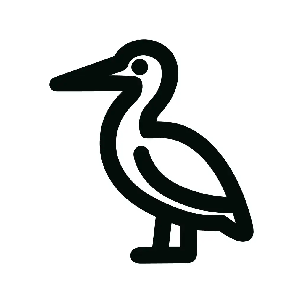 Minimalist Outline Pelican Profile Bird Icon Silhouette