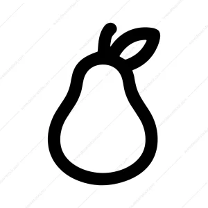 Minimalist Outlined Pear Fruit Drawing Simple Icon