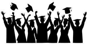 Silhouette Cheering Graduation Student Group Celebration Graphic