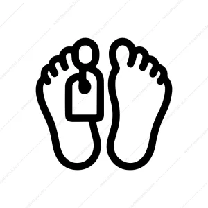 Outline Simple Corpse Foot With Tag Line Icon