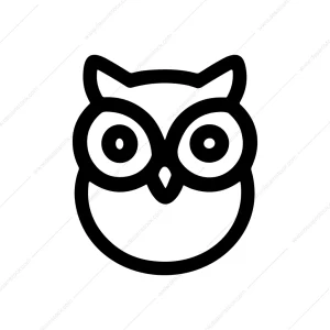 Minimalist Line Owl Head Outline Animal Icon