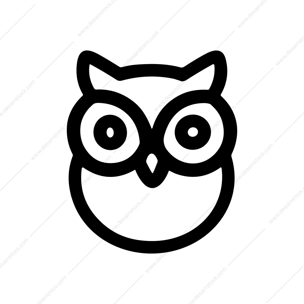 Minimalist Line Owl Head Outline Animal Icon