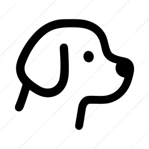Simple Outline Dog Profile Head Cute Animal Icon