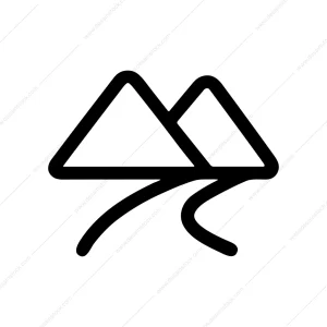 Simple Line Mountains with River Landscape Icon