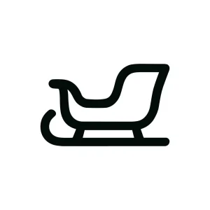 Minimalist Outline Sleigh Silhouette Simple Christmas Celebration Transportation Icon