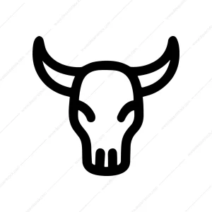 Simple Line Art Bull Skull Sign Shape Icon