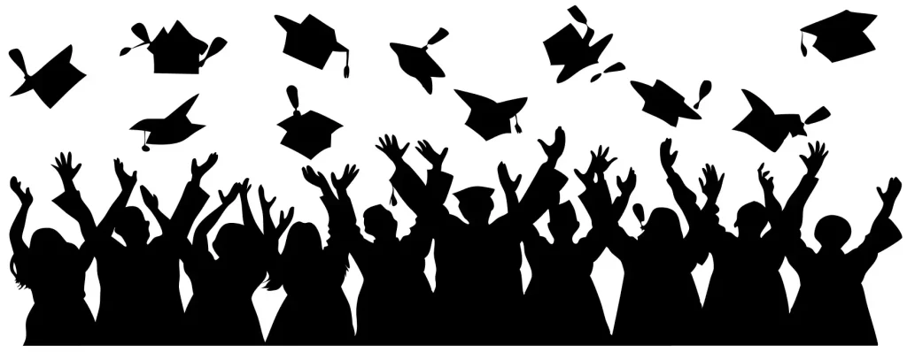 Silhouette Crowd Celebration Graduation Ceremony Academic Achievement Illustration