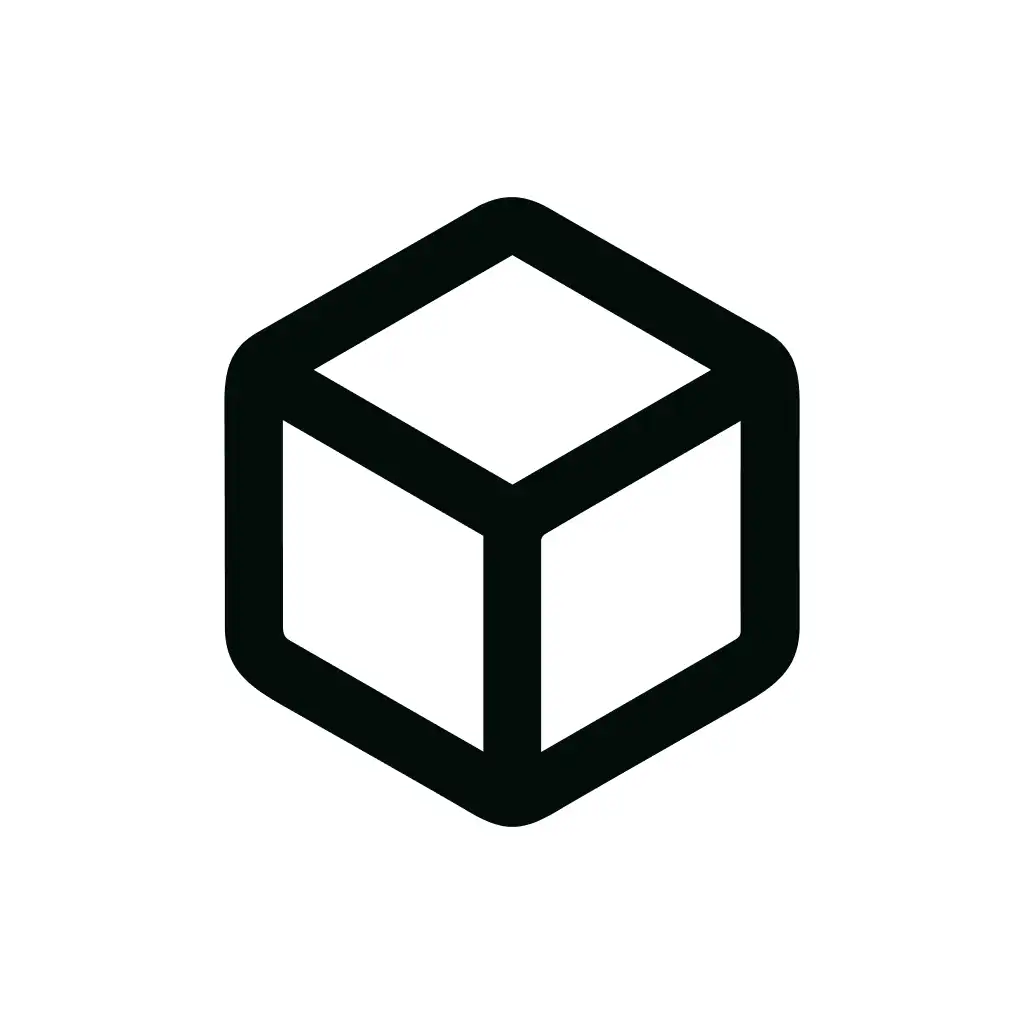 Minimalist Outline Cube Shape Geometry Graphic Element